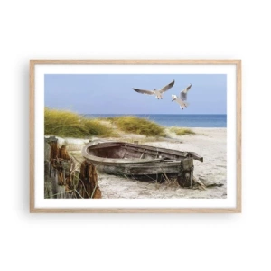 Een poster in een licht eiken lijst - Badend in de wind - 70x50 cm