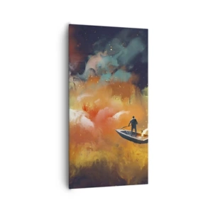 Schilderen op canvas - Met de boot door de sterrenstelsel - 65x120 cm