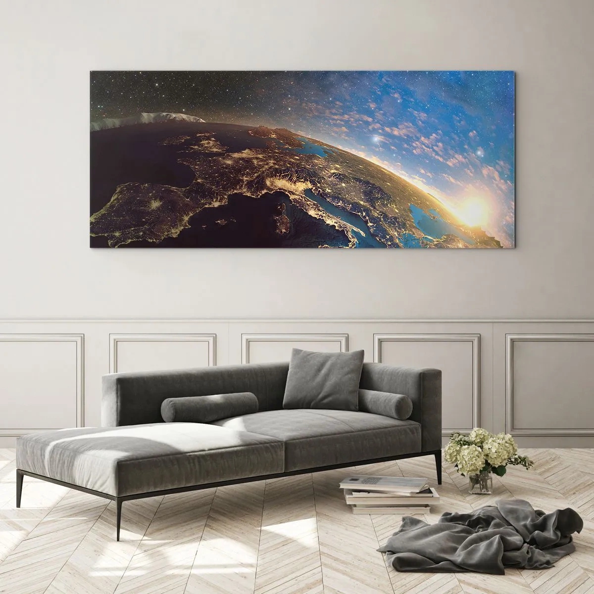Schilderen op glas - Laten we eens van een afstand naar onszelf kijken - 100x40 cm