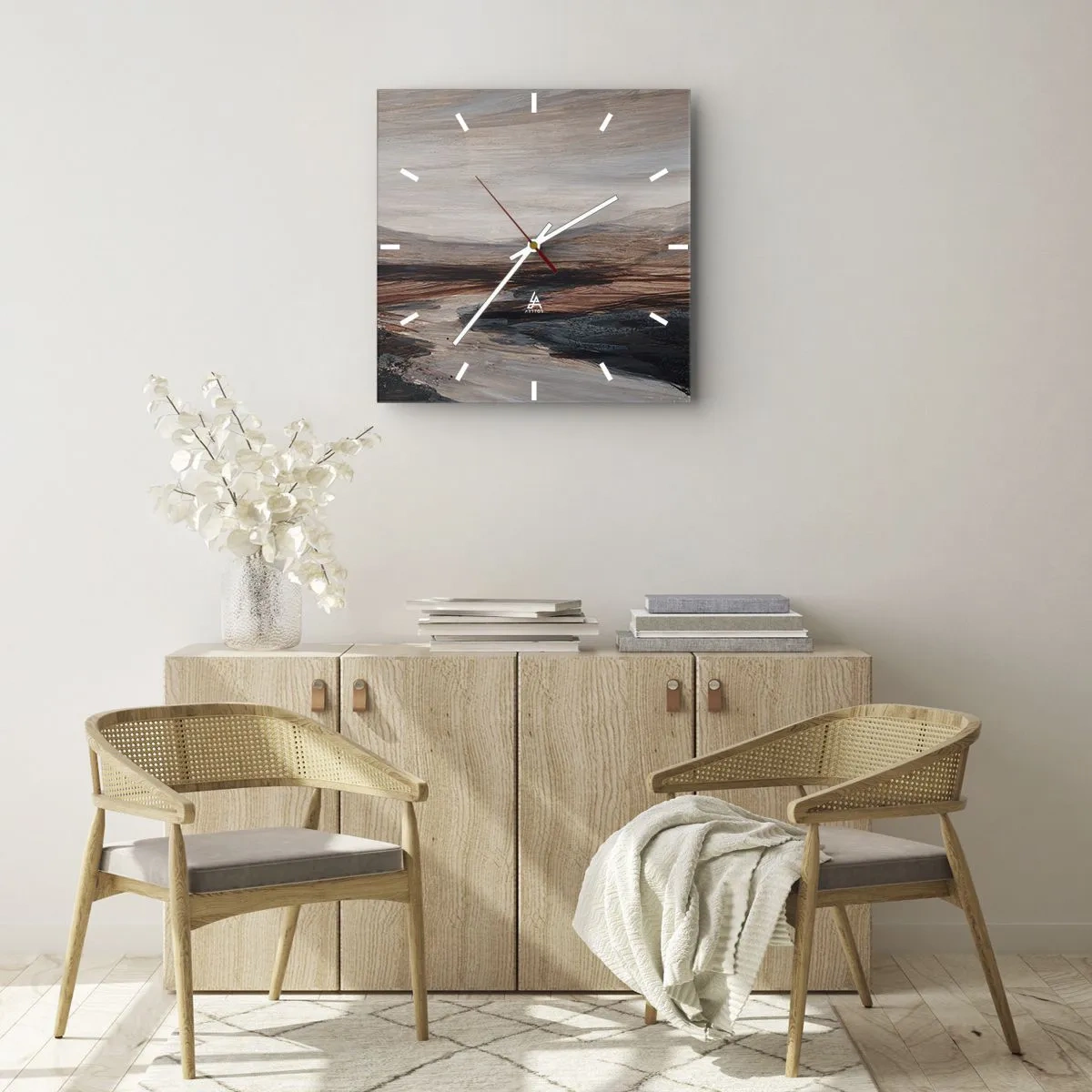 Wandklok - Klok - Een rustige vallei - 30x30 cm