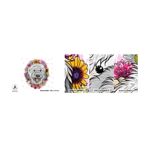 Fotobehang Monster Zelfklevend Deluxe Sticker - Puppy vreugde - Abstractie, Hond, Voor kinderen - 100x30 cm