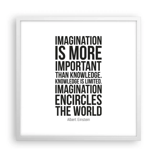 Poster in een witte lijst - Einstein over de kracht van verbeelding - 50x50 cm