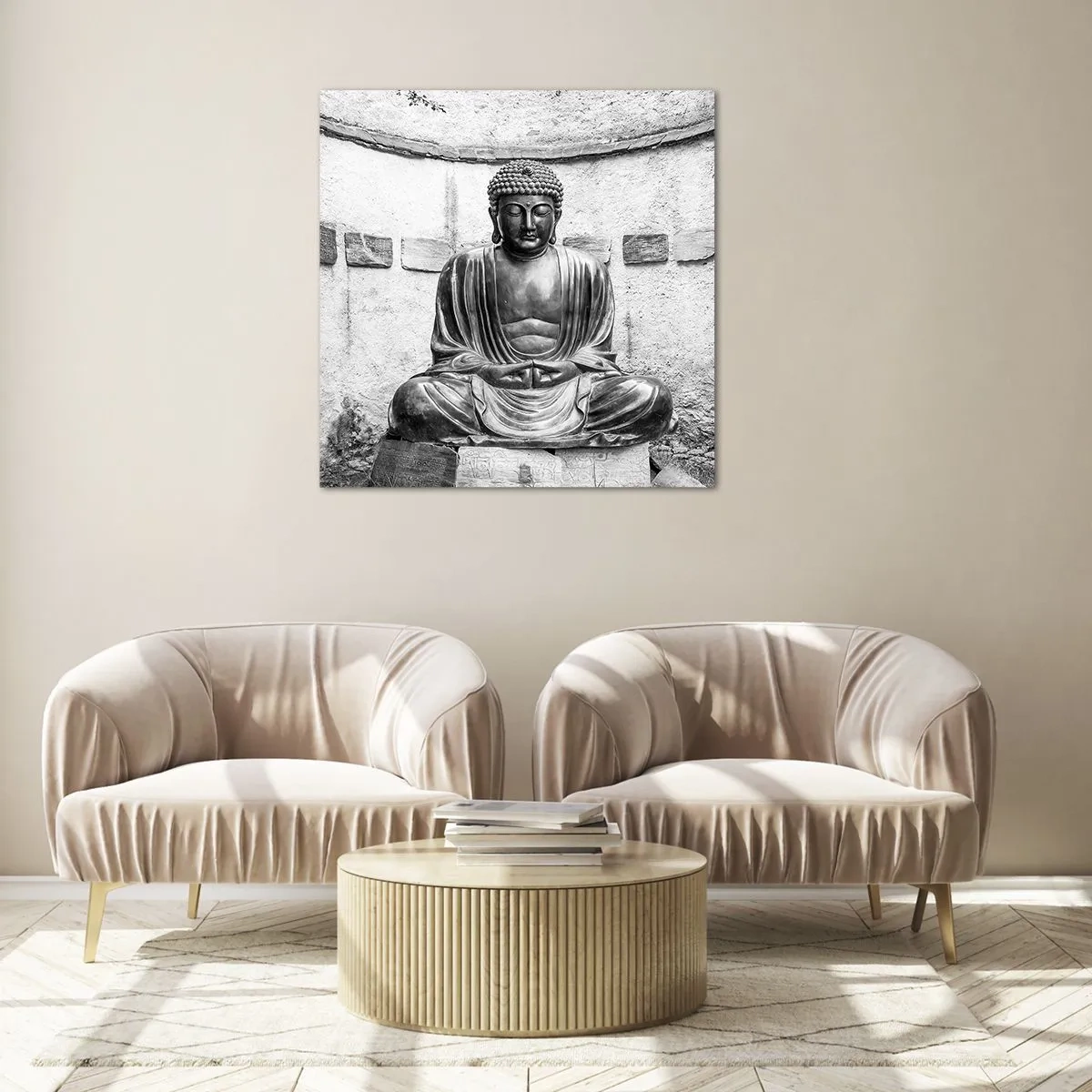 Schilderen op glas - Aan de bron van vrede - 70x70 cm