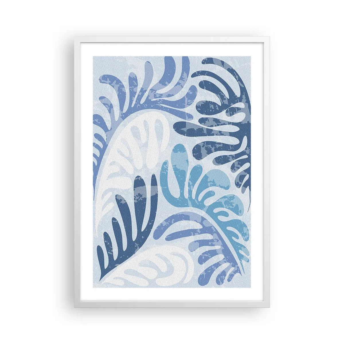 Poster in een witte lijst - Blauwe varens - 50x70 cm
