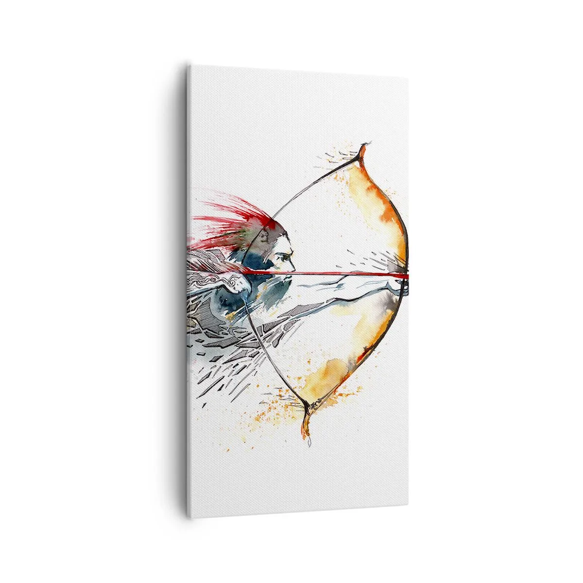 Schilderen op canvas - Mythische krijger met een vurige boog - 55x100 cm