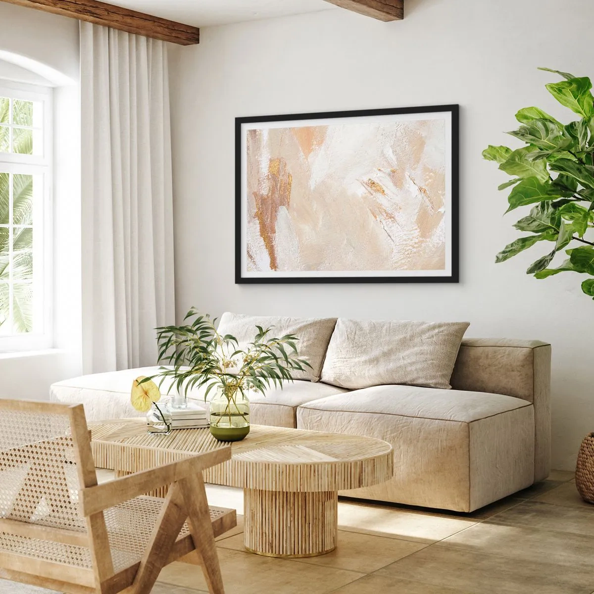 Poster in een zwarte lijst - Pastelkleurige compositie - 70x50 cm