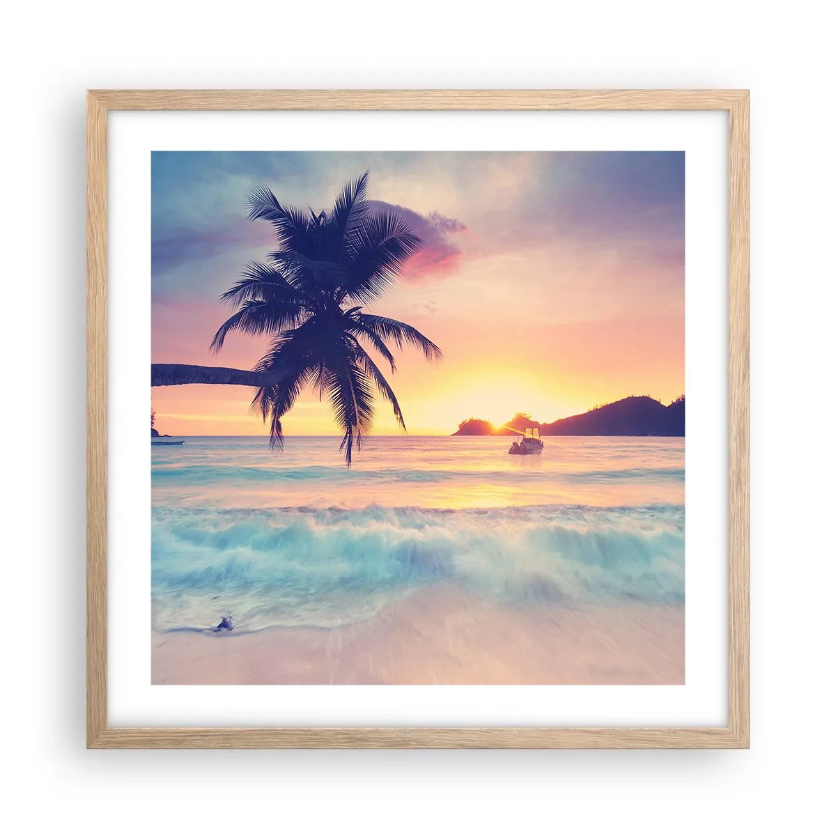 Een poster in een licht eiken lijst - Een avond aan de baai - 50x50 cm