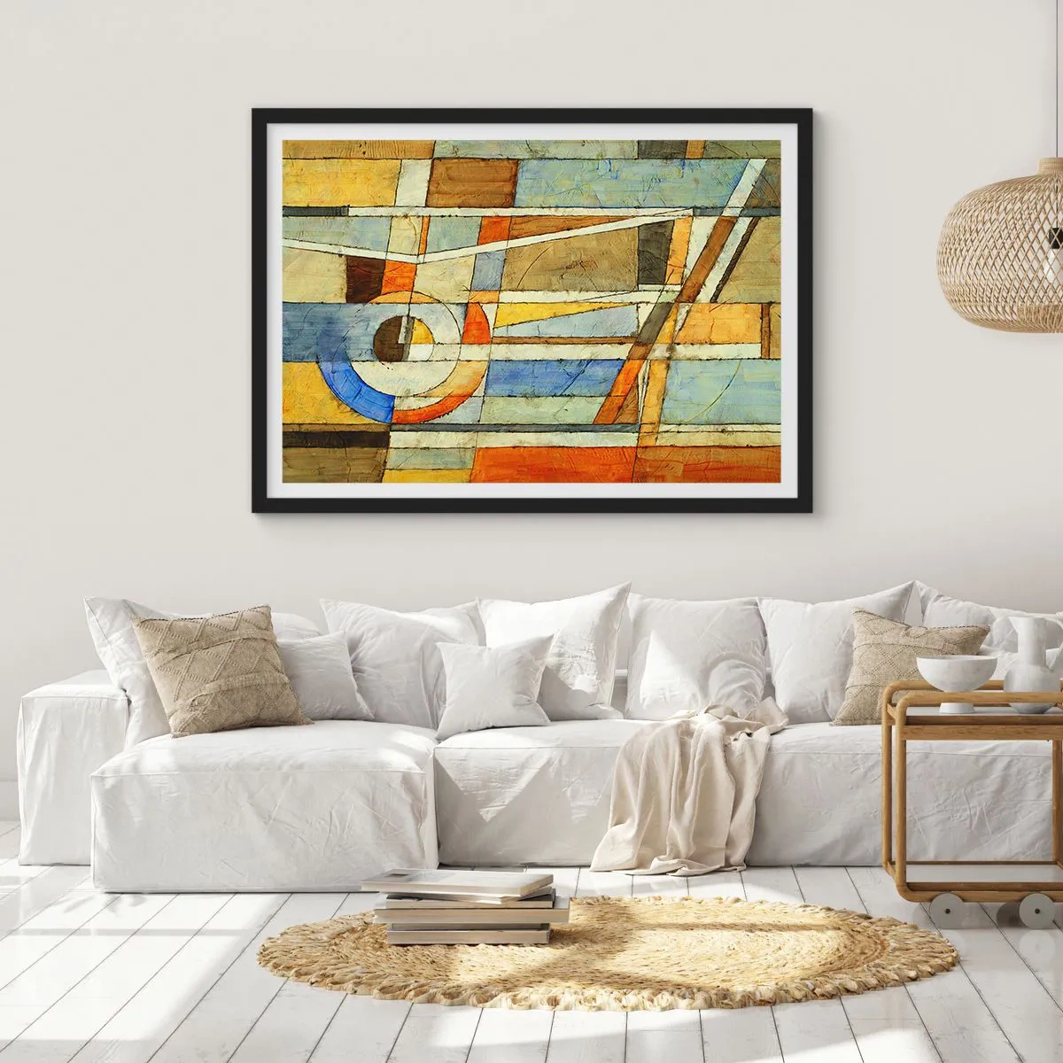 Poster in een zwarte lijst - Kubisme op de bouwplaats - 70x50 cm