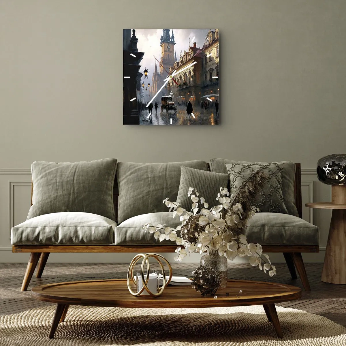 Wandklok - Klok - De charme van een Praagse avond - 30x30 cm