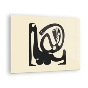 Schilderen op glas - Abstract portret in een stijl die doet denken aan Picasso - 70x50cm - Bijna Picasso - Moderne wanddecoratie voor woonkamer en slaapkamer ARTTOR