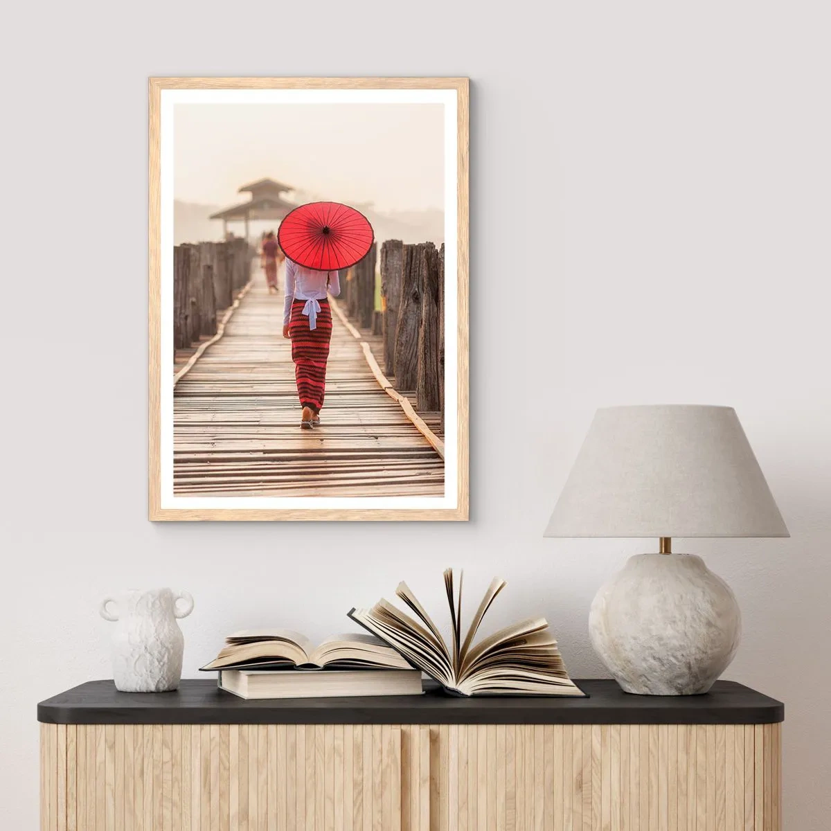 Een poster in een licht eiken lijst - Op de oude brug - 30x40 cm