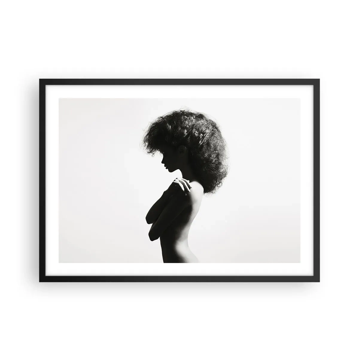 Poster in een zwarte lijst - Als een bloem op een slanke stengel - 70x50 cm
