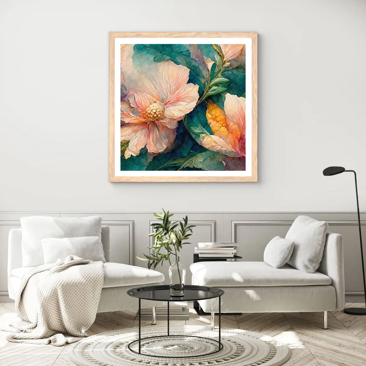 Een poster in een licht eiken lijst - Gewoon subtiliteit - 60x60 cm