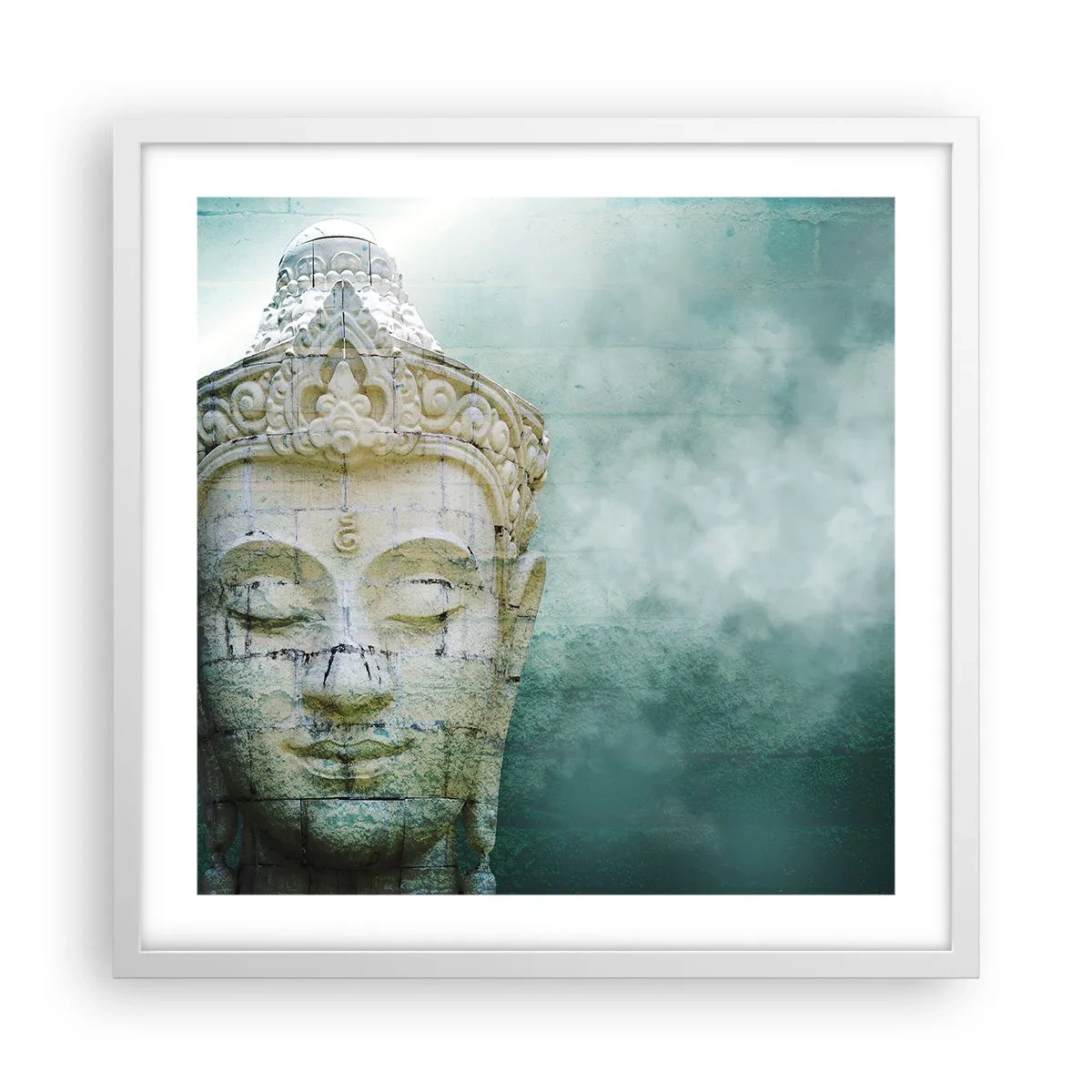 Poster in een witte lijst - Op zoek naar het licht - 50x50 cm