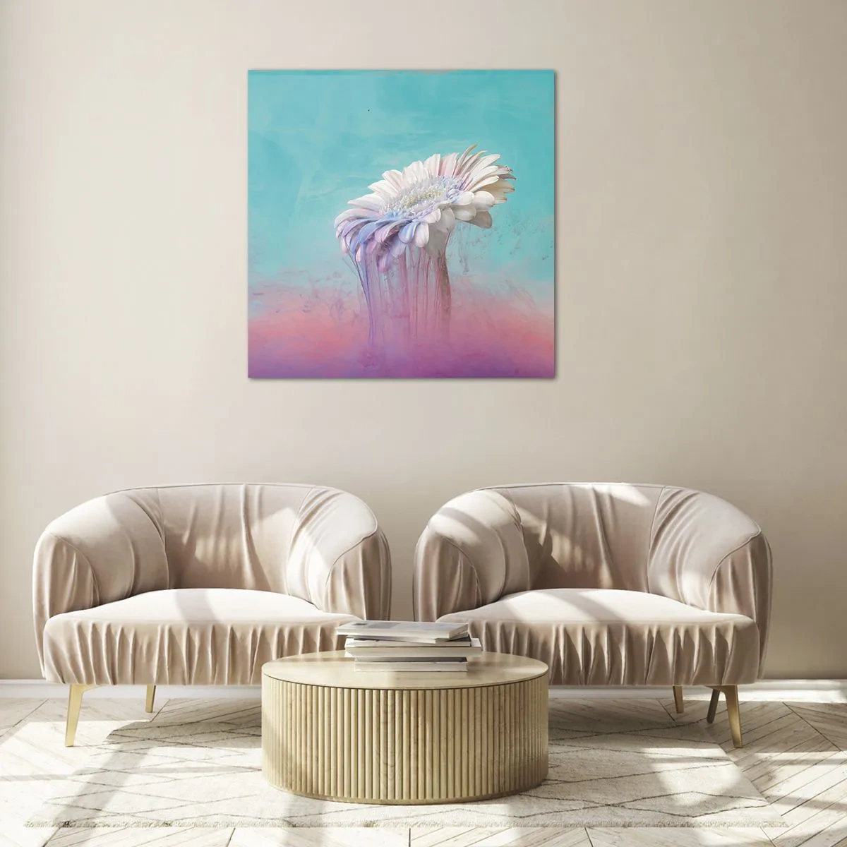 Schilderen op glas - De bloemenonderwereld - 70x70 cm