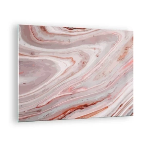 Schilderen op glas - Abstract patroon in tinten roze en bruin - 70x50cm - Roze vloeistof - Moderne wanddecoratie voor woonkamer en slaapkamer ARTTOR