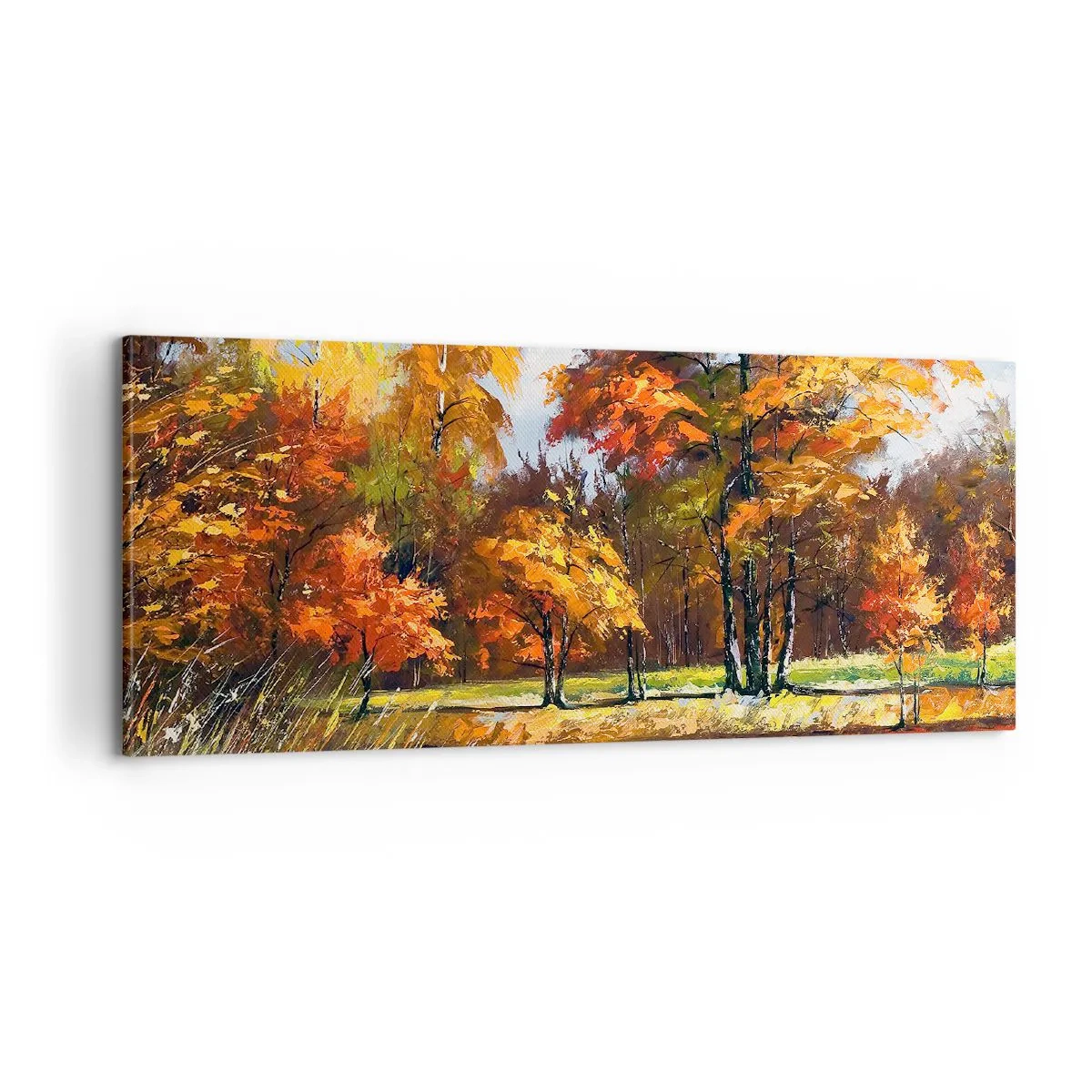 Schilderen op canvas - Landschap in goud en brons - 100x40 cm