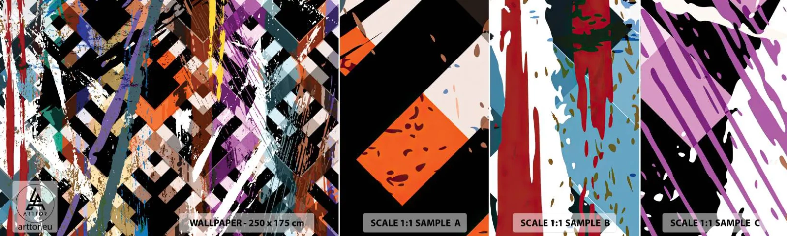 Fotobehang Staaltje Standard Eco - Tot de tweede macht verheven - Abstractie, Deel, Modern patroon - 100x30 cm