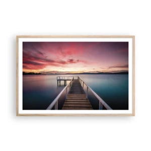 Een poster in een licht eiken lijst - De zachte vlam van de avond - 91x61 cm