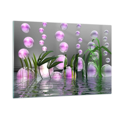Schilderen op glas - Een reflecterende compositie van lichtheid en leven - 120x80 cm