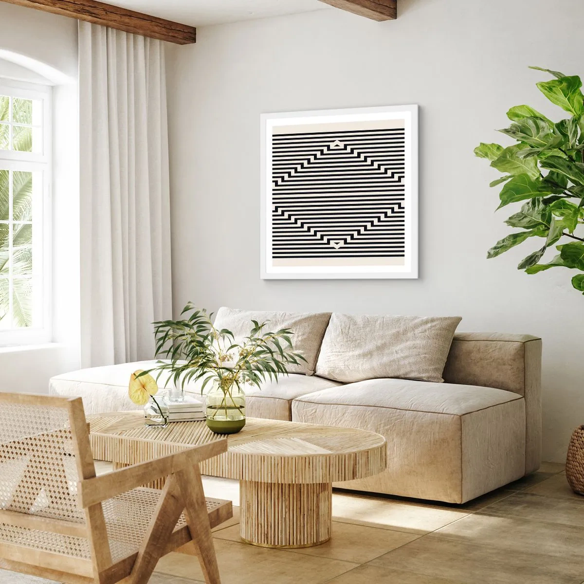Poster in een witte lijst - Geometrische illusie - 40x40 cm