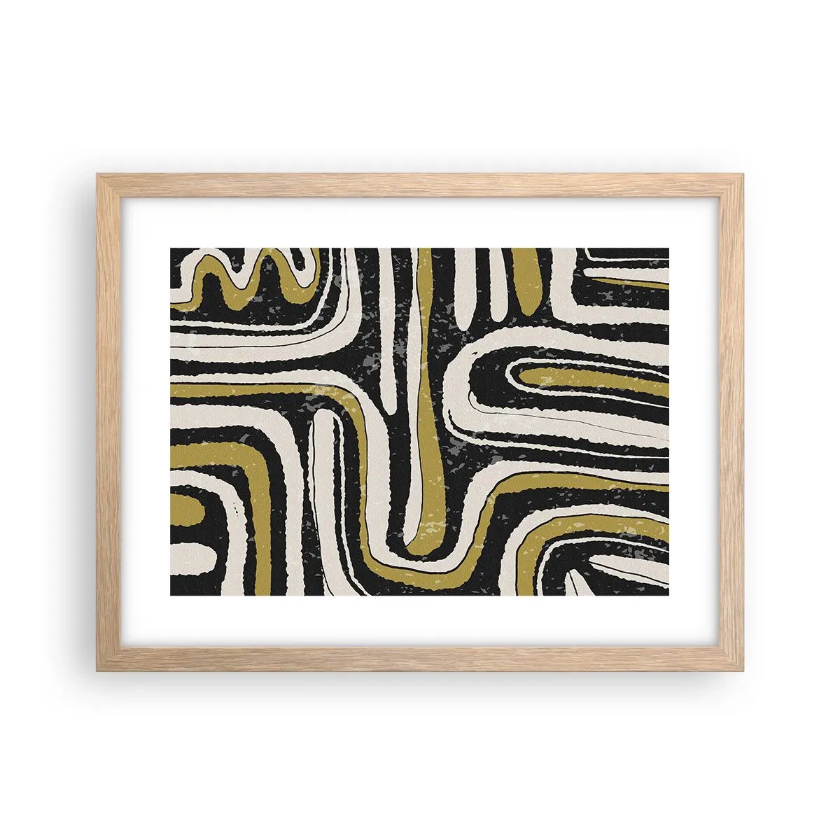 Een poster in een licht eiken lijst - Compositie: wegen en steegjes - 40x30 cm