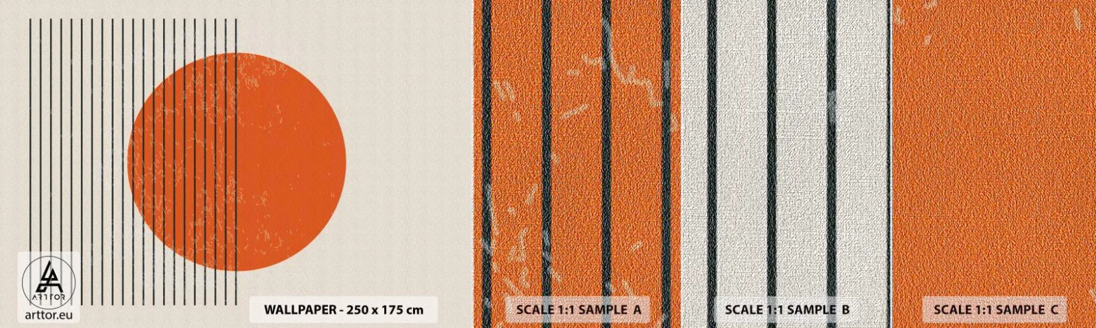 Fotobehang Monster Premium Canvas - Altijd de zon - Zon, Minimalistisch, Lijnen - 100x30 cm