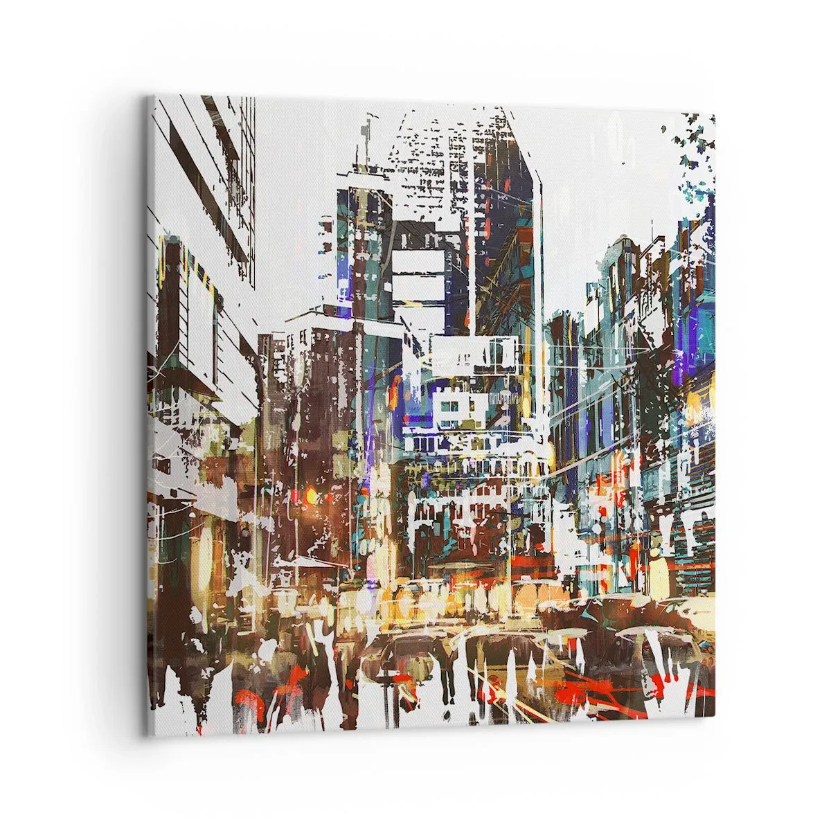 Schilderen op canvas - Een glinsterende stad - 50x50 cm