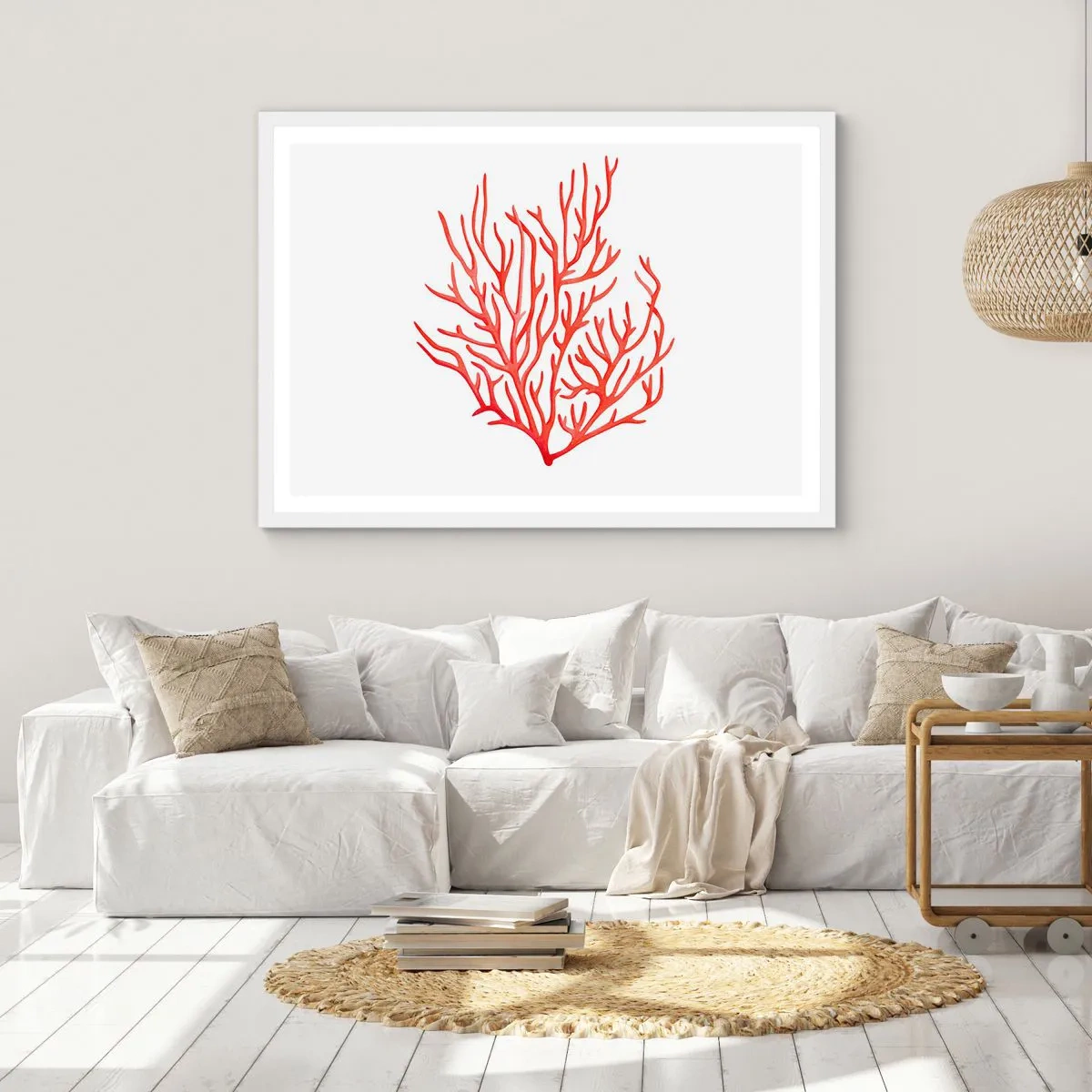 Poster in een witte lijst - Koraal filigraan - 70x50 cm