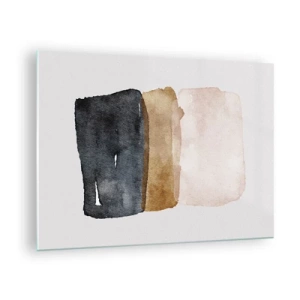 Schilderen op glas - Abstracte vlekken in tinten zwart, bruin en beige - 70x50cm - De samenstelling van de kleuren van de aarde - Moderne wanddecoratie voor woonkamer en slaapkamer ARTTOR