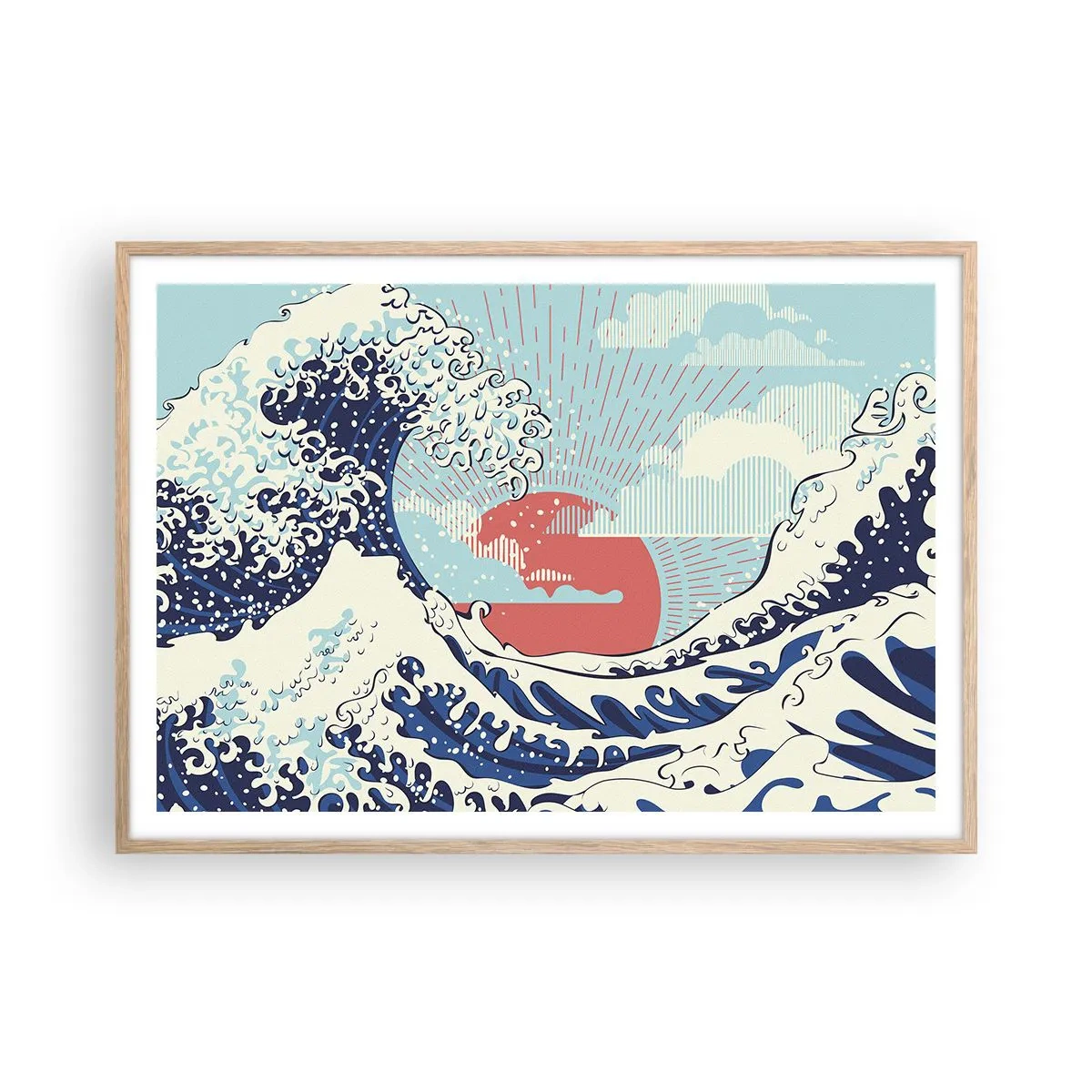 Een poster in een licht eiken lijst - Van Japanse inspiratie - 100x70 cm