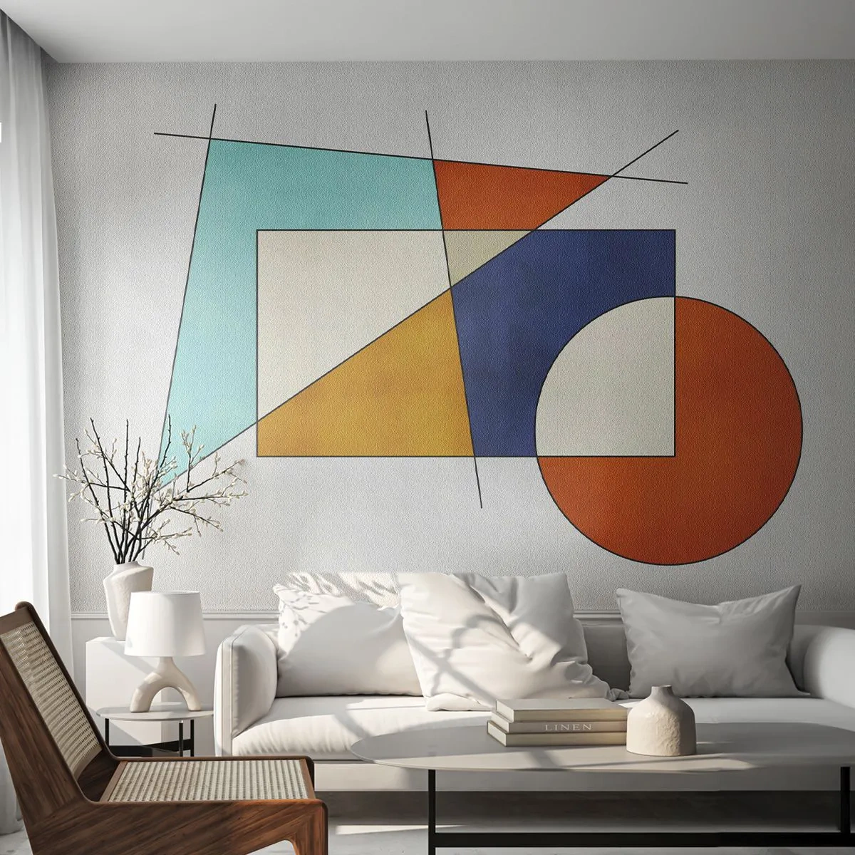 Fotobehang Premium Canvas - Abstractie: modernistisch plezier - Geometrisch, Modern, Minimalisme - 400x280 cm