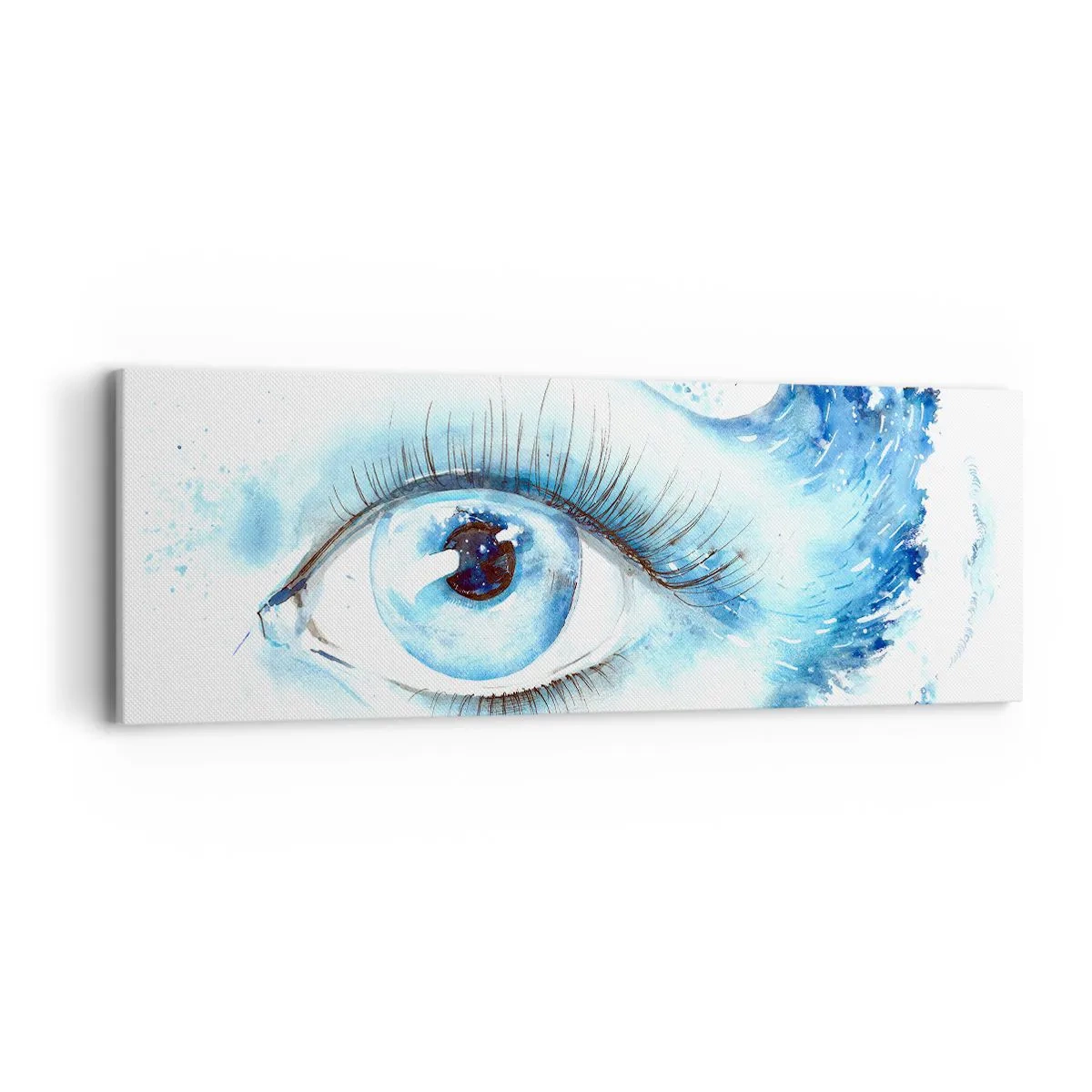 Schilderen op canvas - Dompel jezelf onder in het blauw van de blik - 90x30 cm