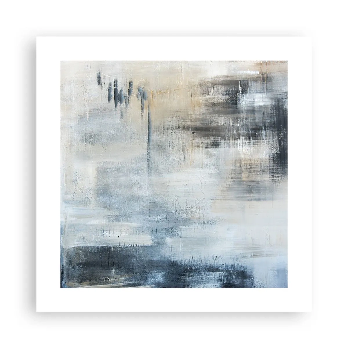 Poster - Achter het blauwe gordijn - 40x40 cm