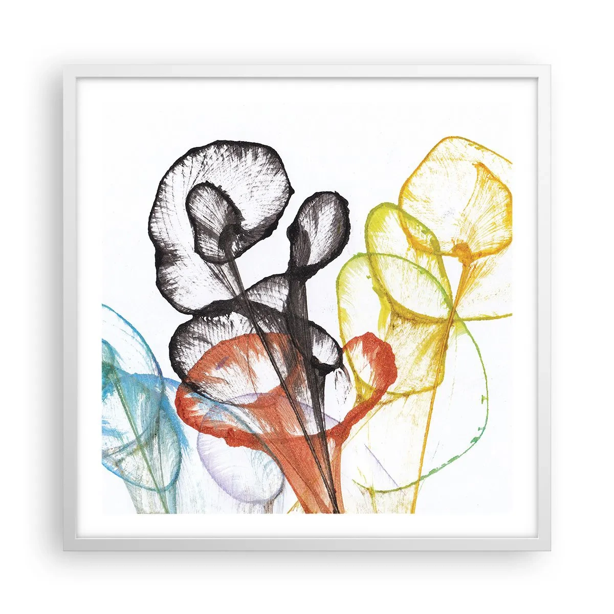 Poster in een witte lijst - Bloemen met een ziel - 60x60 cm