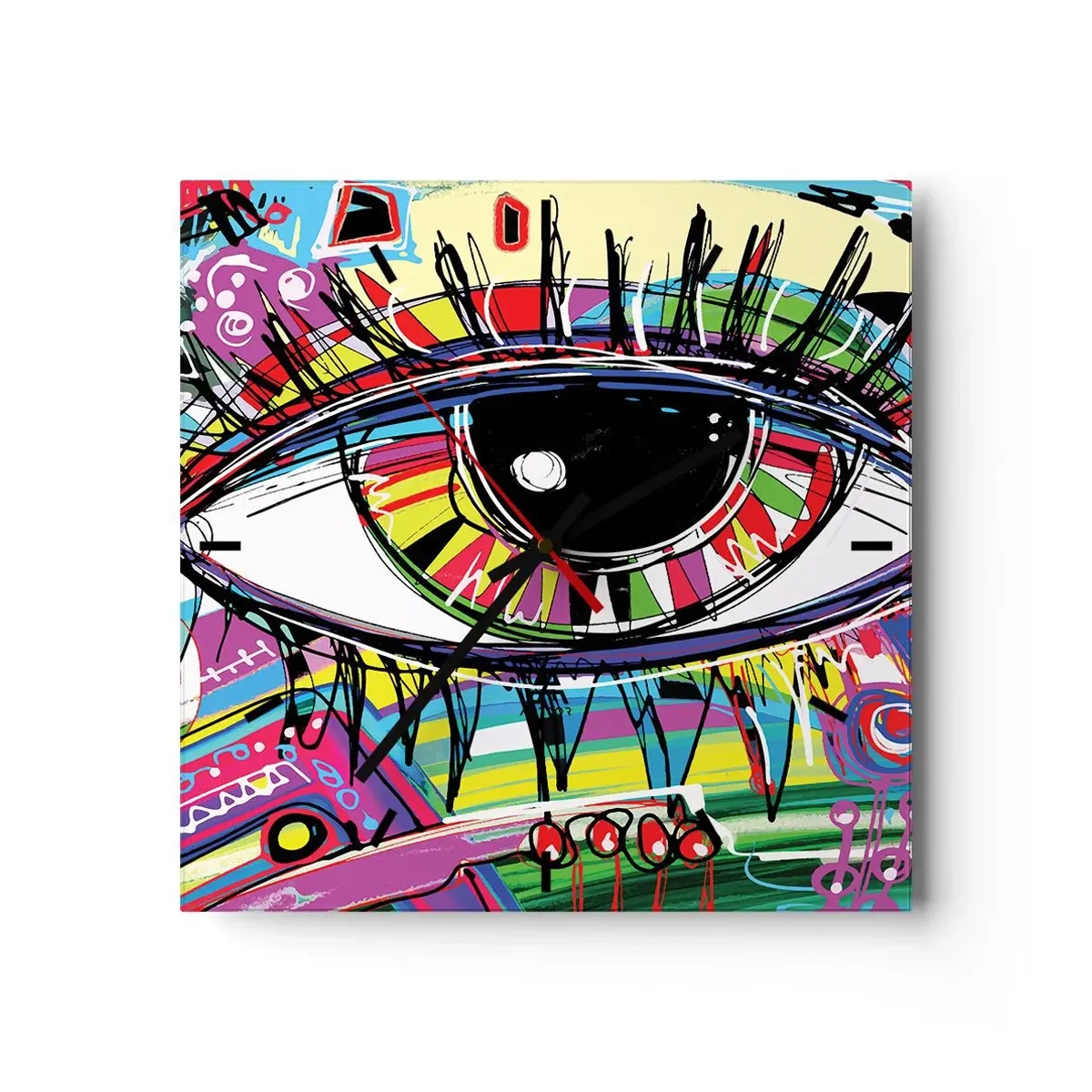 Wandklok - Klok - Kleurrijk oog - kleurrijke ziel - 30x30 cm
