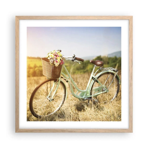 Een poster in een licht eiken lijst - Ik blijf hier nog even - 50x50 cm
