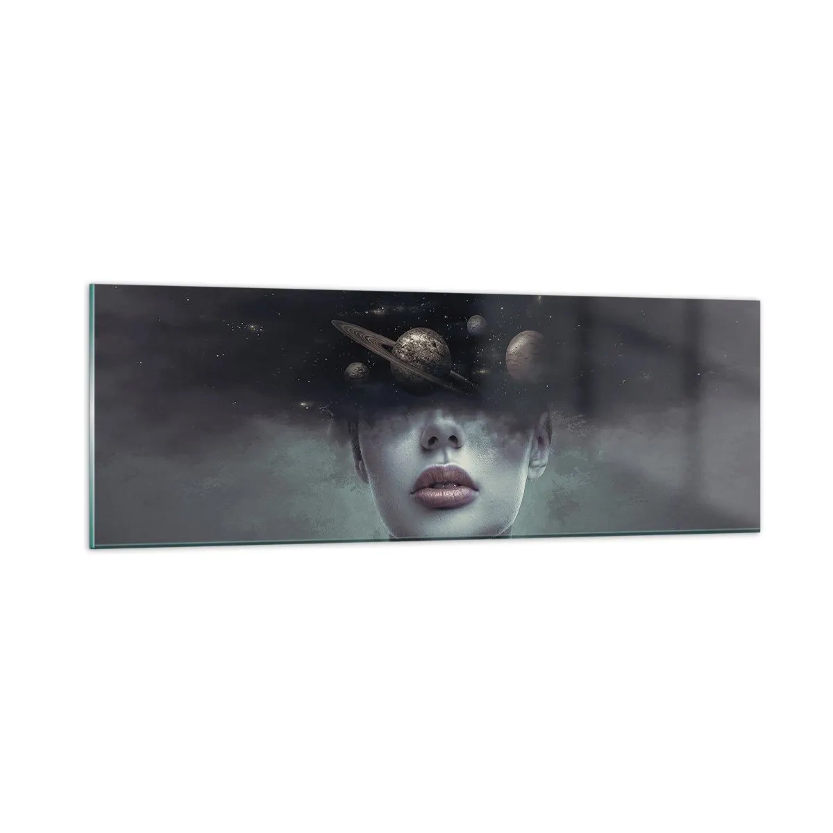 Schilderen op glas - En de planeten worden gek... - 90x30 cm