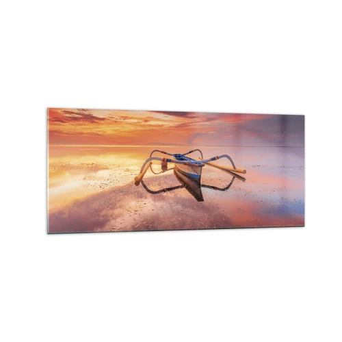 Schilderen op glas - De rust van een tropische avond - 120x50 cm