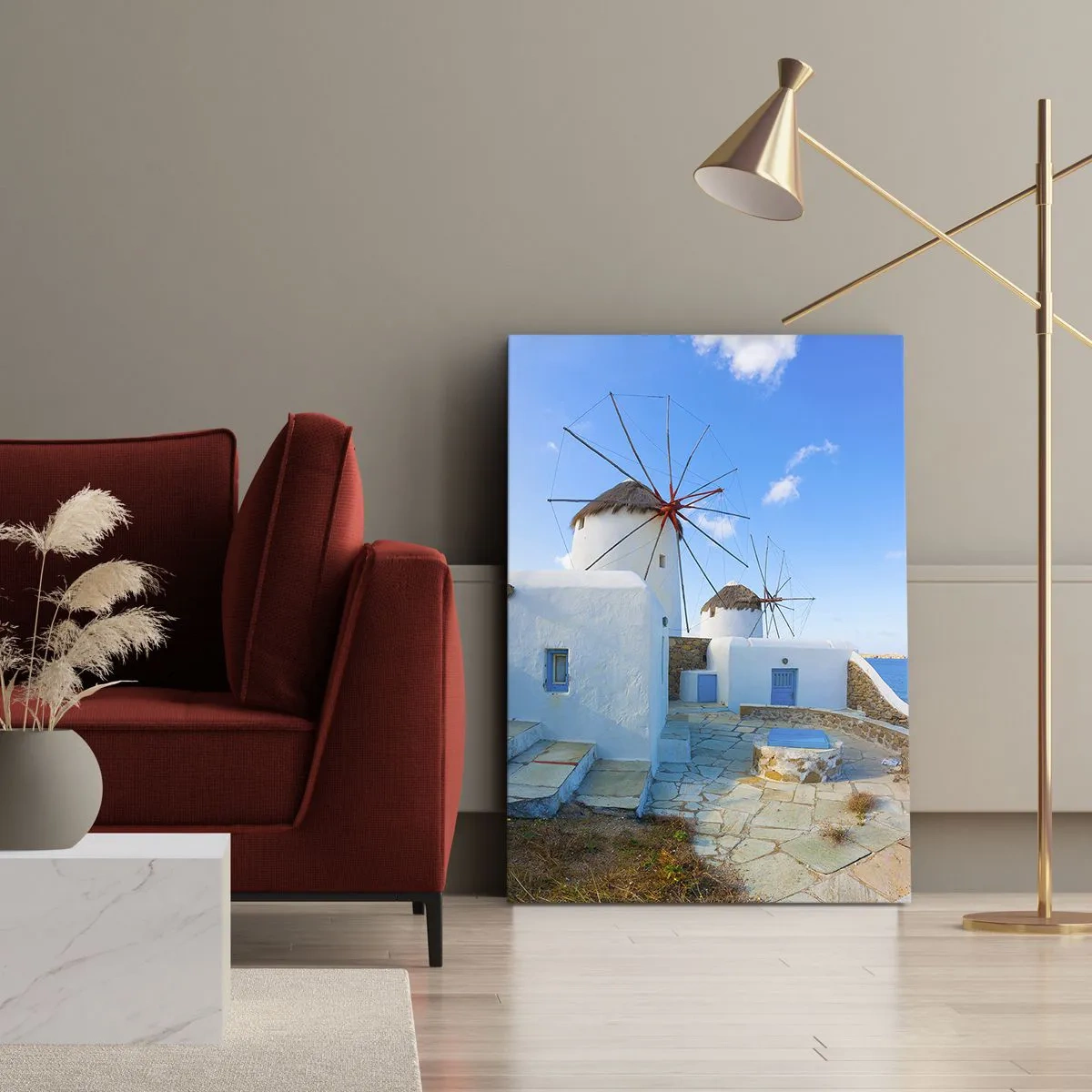 Schilderen op canvas - De blauwe wind uit de zee - 80x120 cm