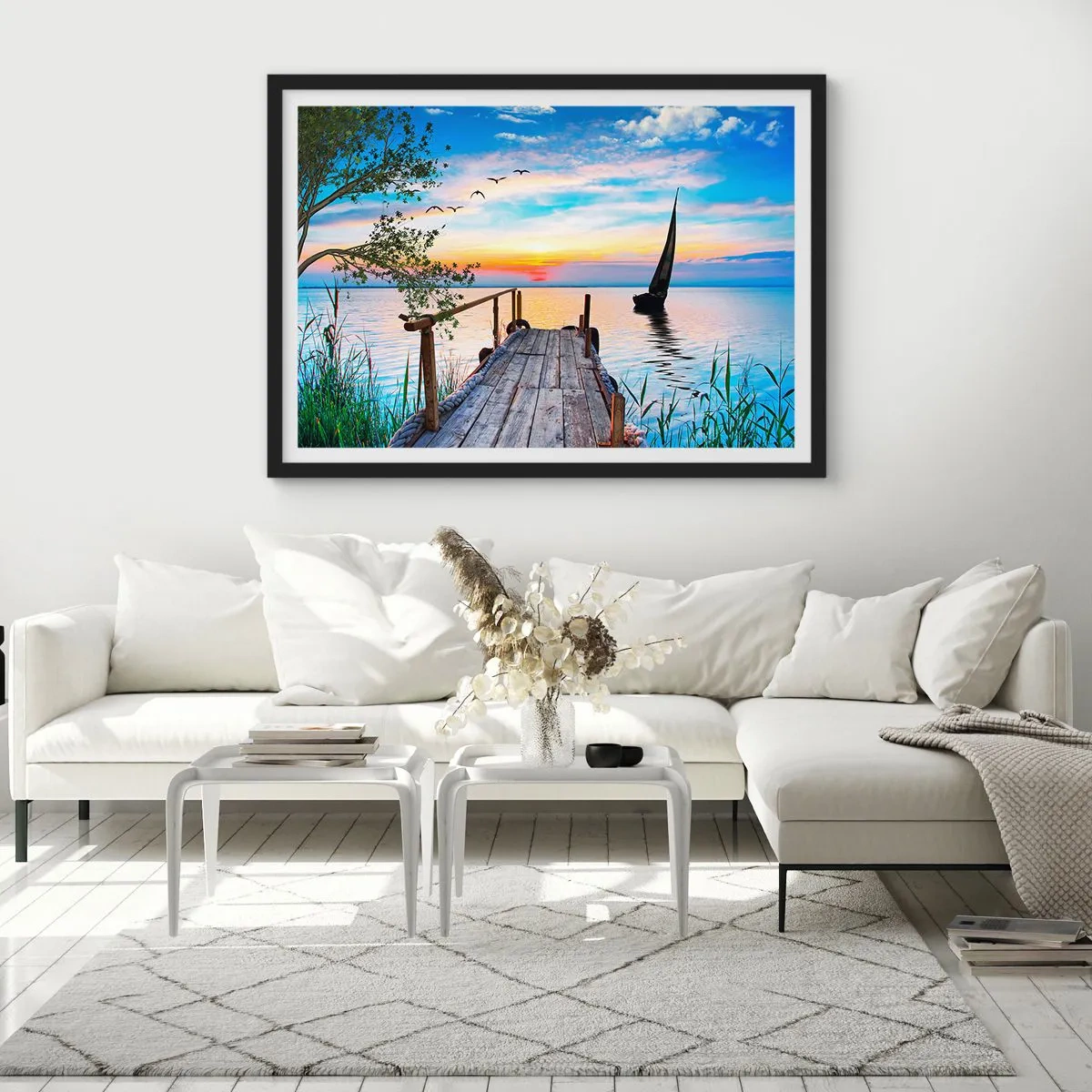 Poster in een zwarte lijst - Goedeavond - 100x70 cm