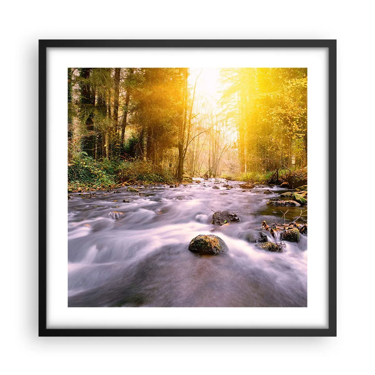 Poster in een zwarte lijst - Malachiet in een zilveren en gouden lijst - 50x50 cm