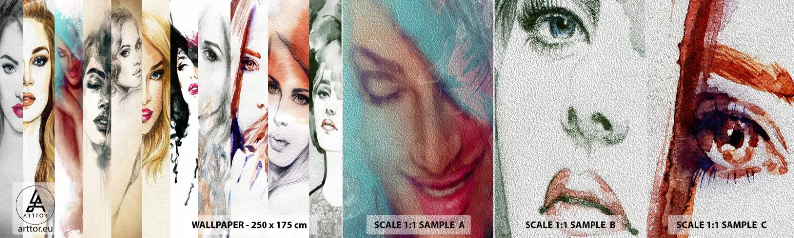 Fotobehang Monster Premium Sand - En jij bent het altijd - Vrouw, Het gezicht van de vrouw, Portret - 100x30 cm