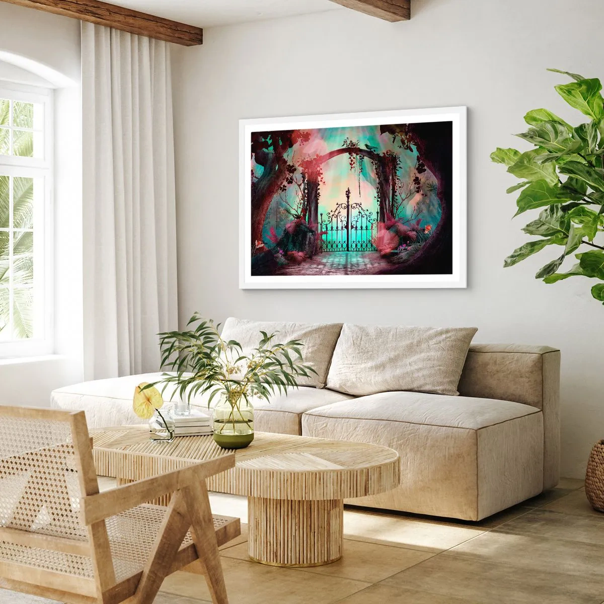 Poster in een witte lijst - Geheime Tuin - 100x70 cm