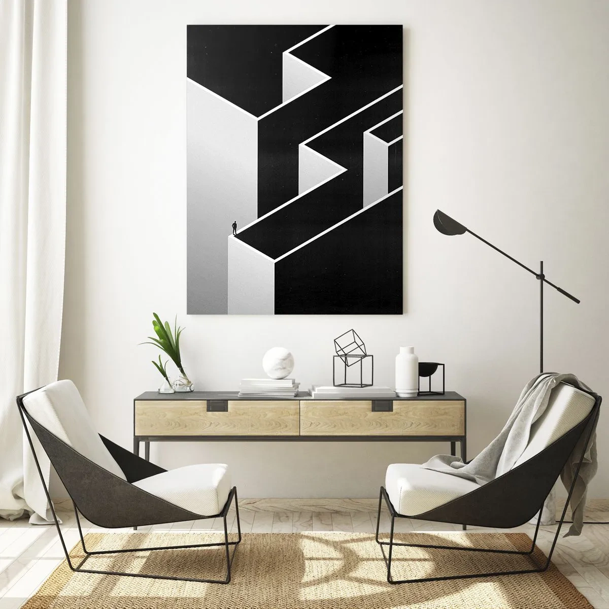 Schilderen op glas - Eenzaamheid op de top - 70x100 cm