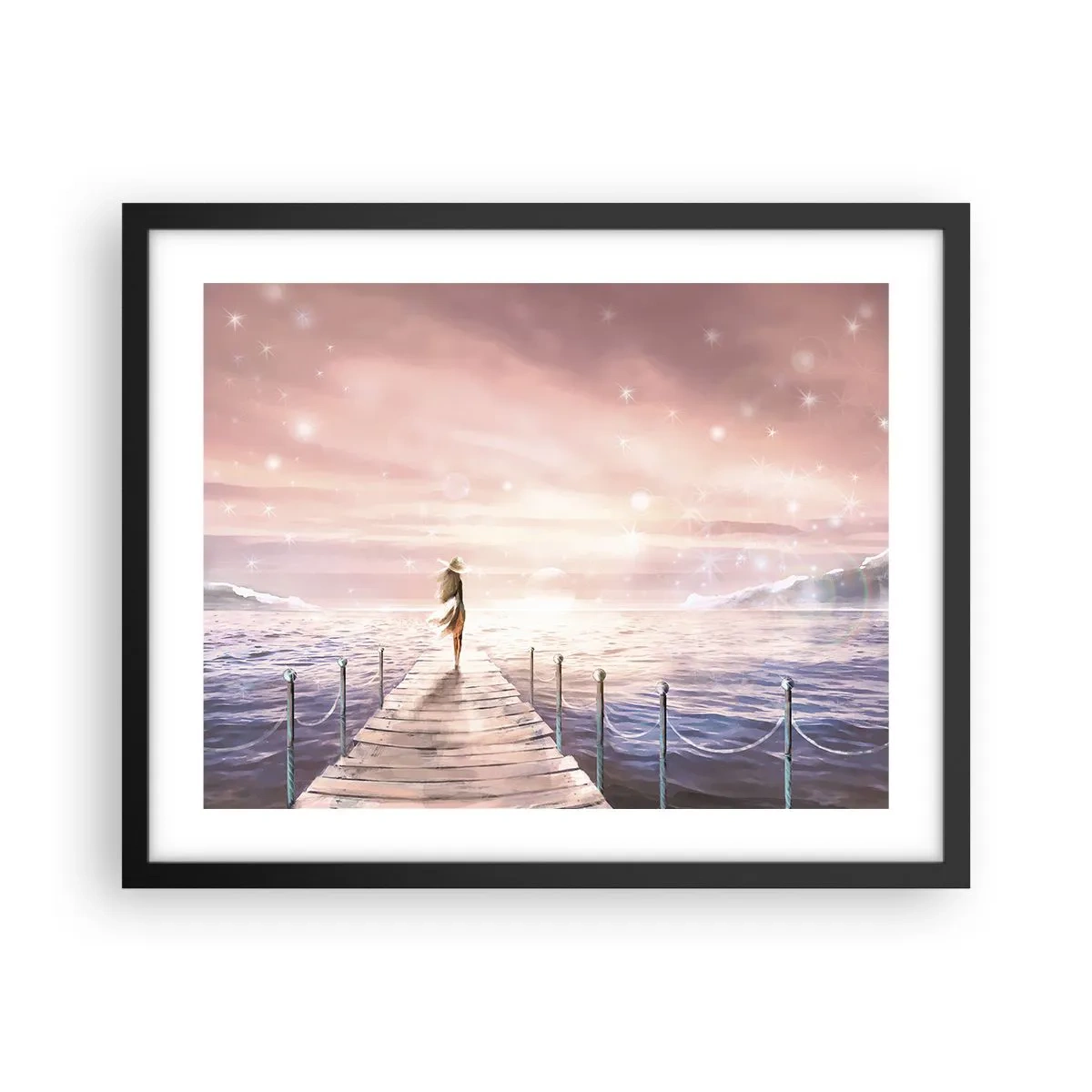 Poster in een zwarte lijst - In het licht van een droom - 50x40 cm