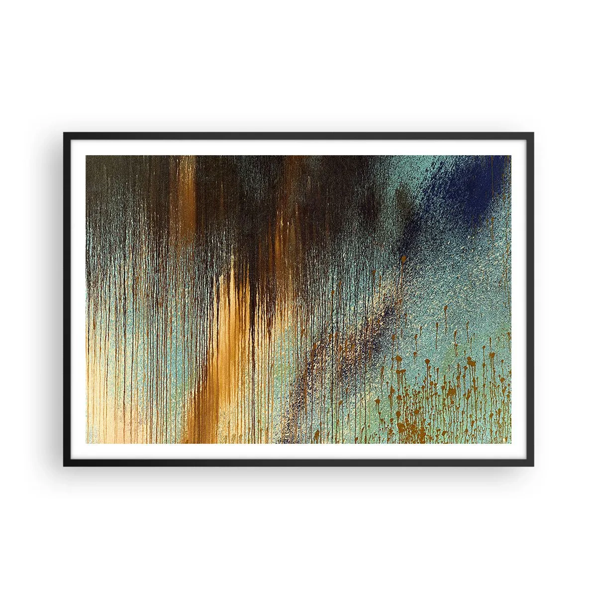 Poster in een zwarte lijst - Een niet toevallig kleurrijke compositie - 100x70 cm