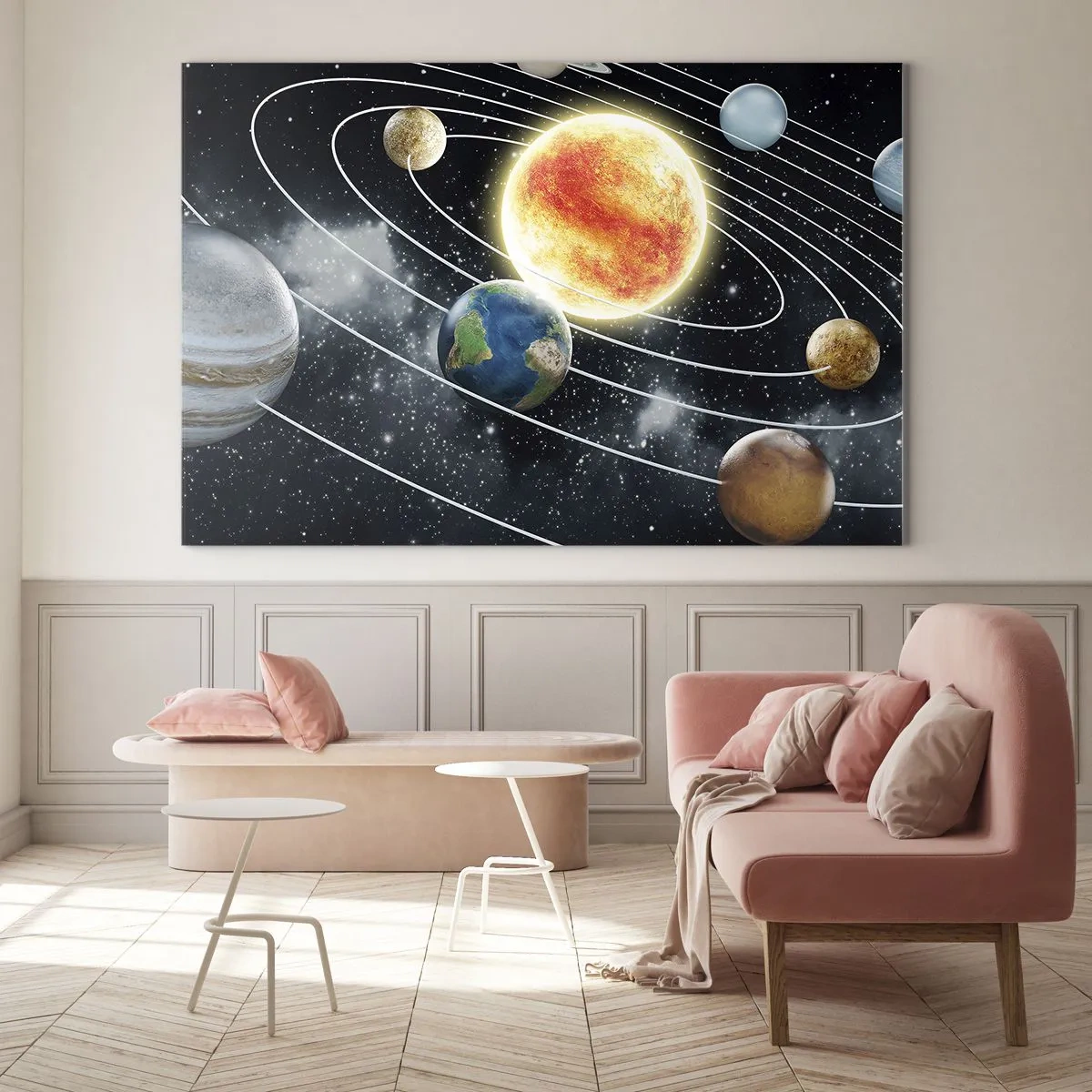 Schilderen op glas - Kosmische dans - 120x80 cm