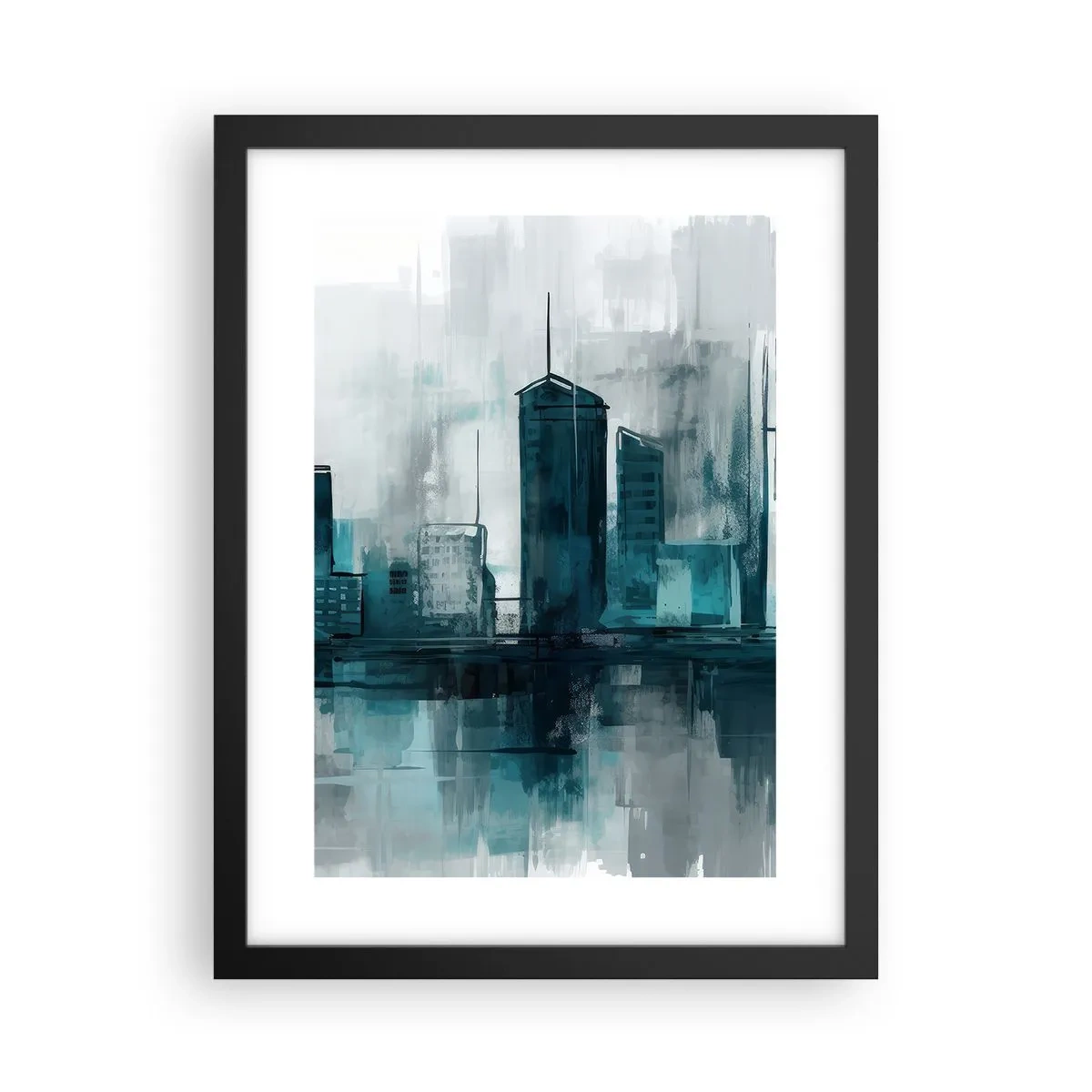 Poster in een zwarte lijst - Een stad in de kleur van regen - 30x40 cm