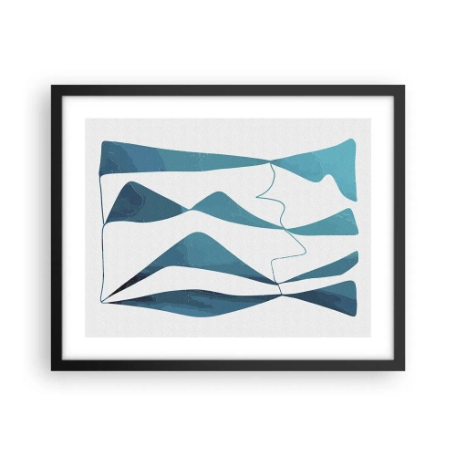 Poster in een zwarte lijst - Abstractie: turquoise verbinding - 50x40 cm